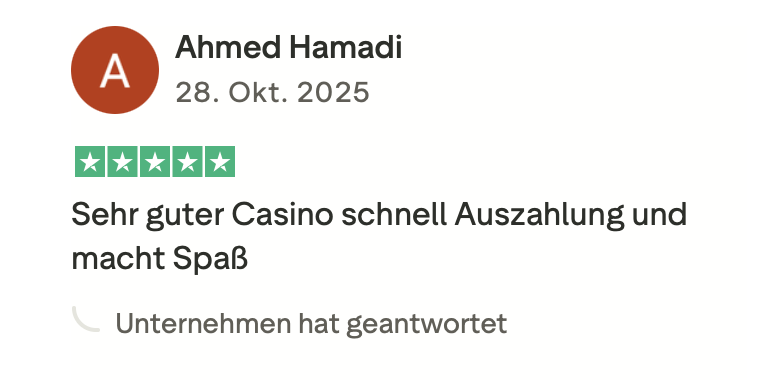 Roulettino Casino Bewertung auf Trustpilot – schnelle Auszahlung Positive Trustpilot Bewertung von Roulettino Casino mit fünf Sternen